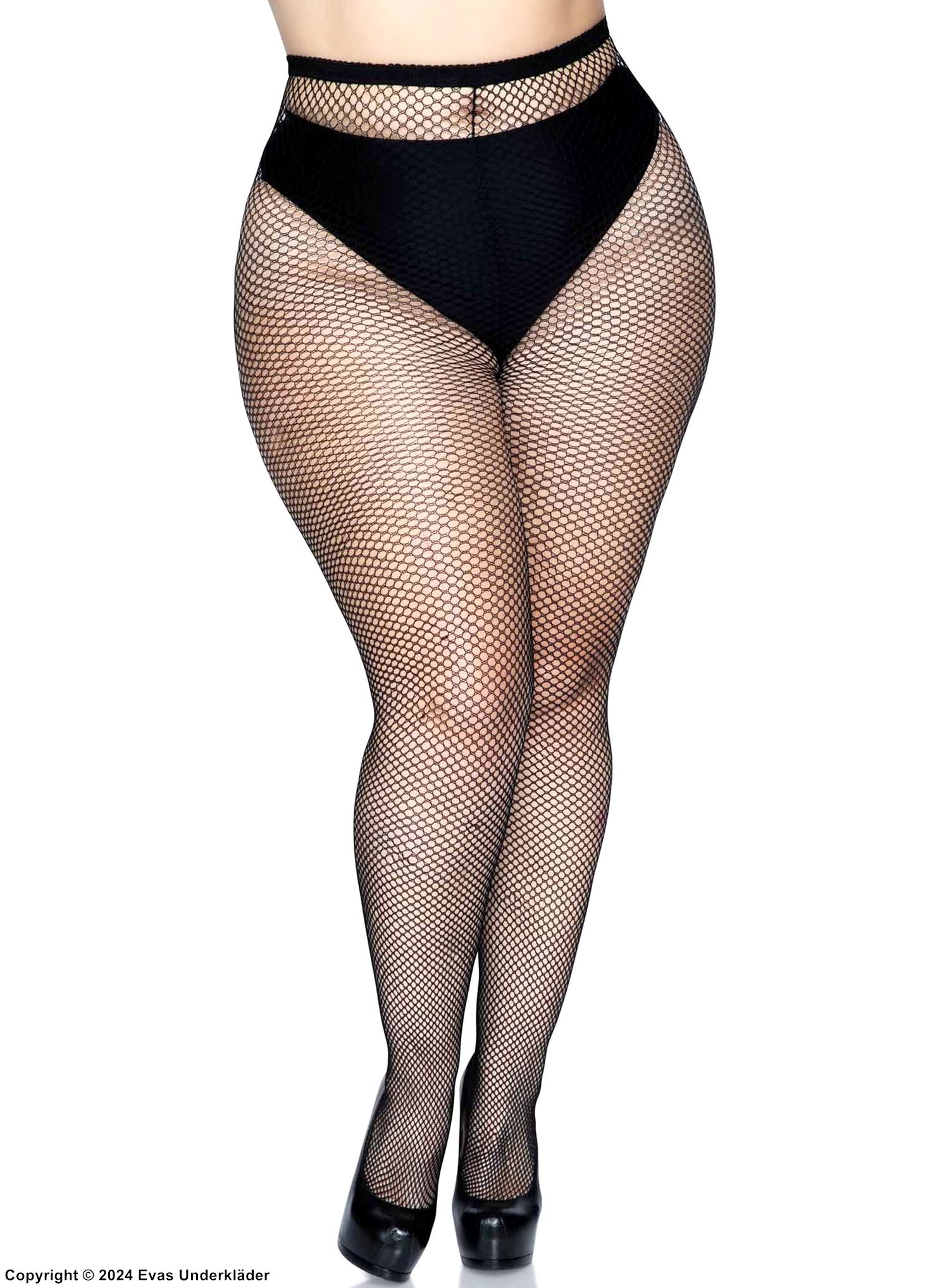 Strumpfhose, Netz, Naht hinten, Plus Size